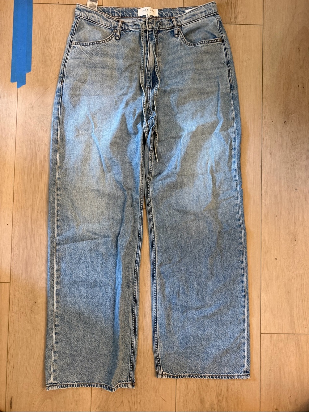 Rag & Bone Featherweight Phoebe Drawstring Wide Jeans in Everglades